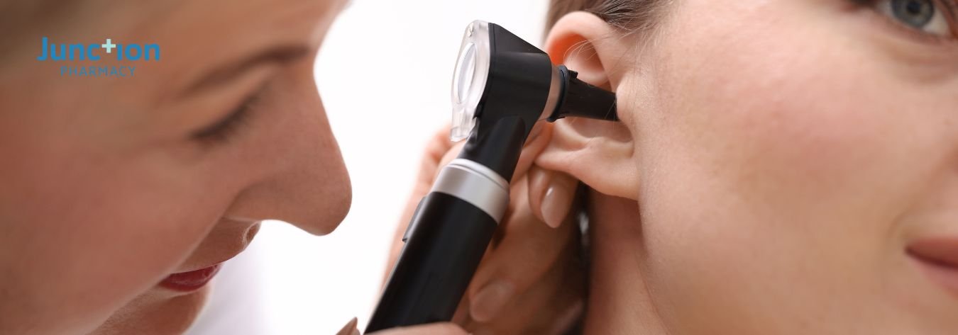 Close up image of an ear check in progress