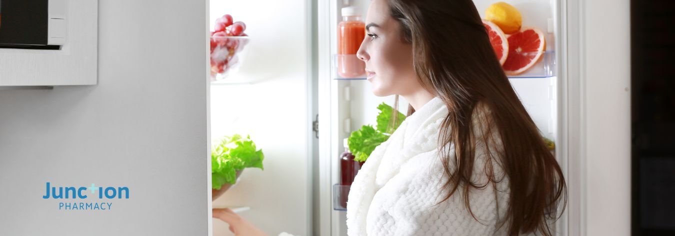 Looking in fridge for healthy food