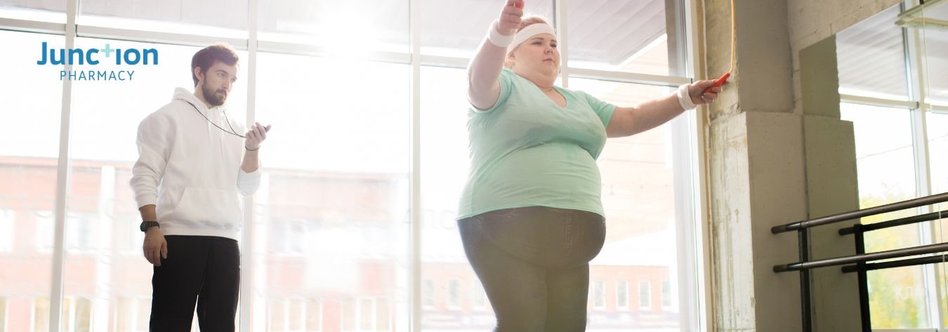 Obese woman doing exercise to support weight loss